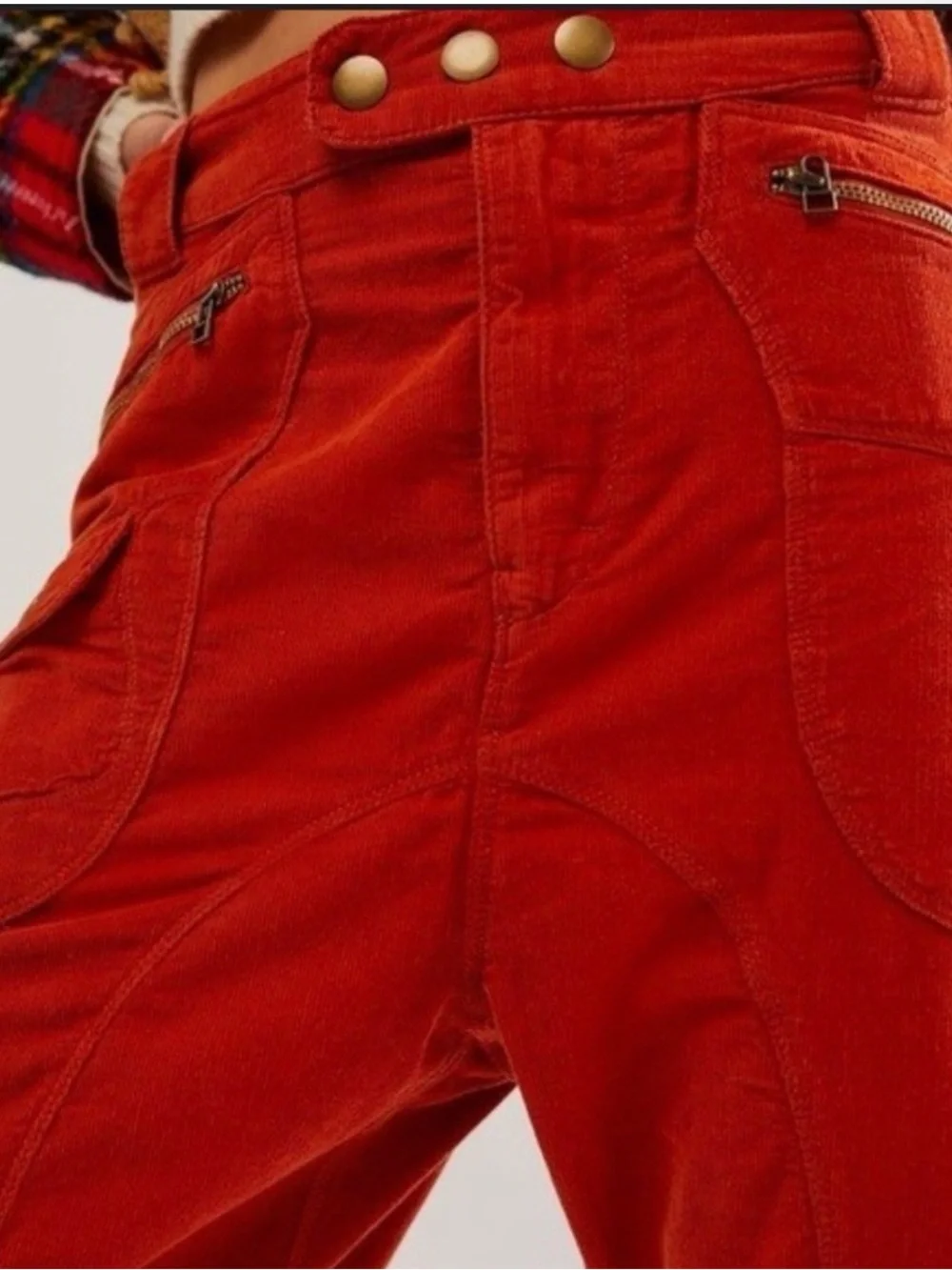 Free People NWT High Gear Rust Orange Corduroy Pants -Sz 10